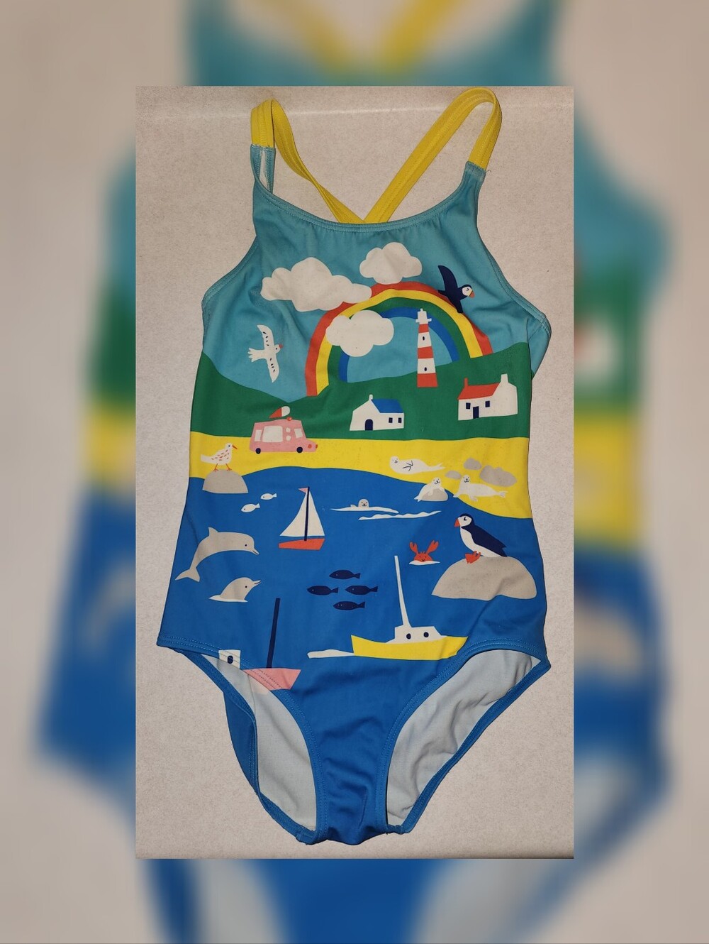 Boden Cross-Back Girls One-Piece Swimsuit 9-10